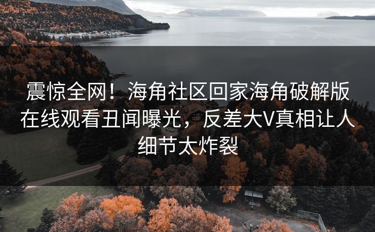 震惊全网！海角社区回家海角破解版在线观看丑闻曝光，反差大V真相让人细节太炸裂