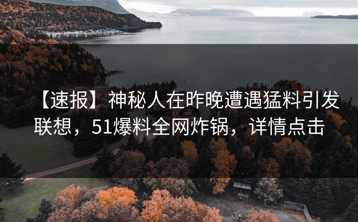 【速报】神秘人在昨晚遭遇猛料引发联想，51爆料全网炸锅，详情点击