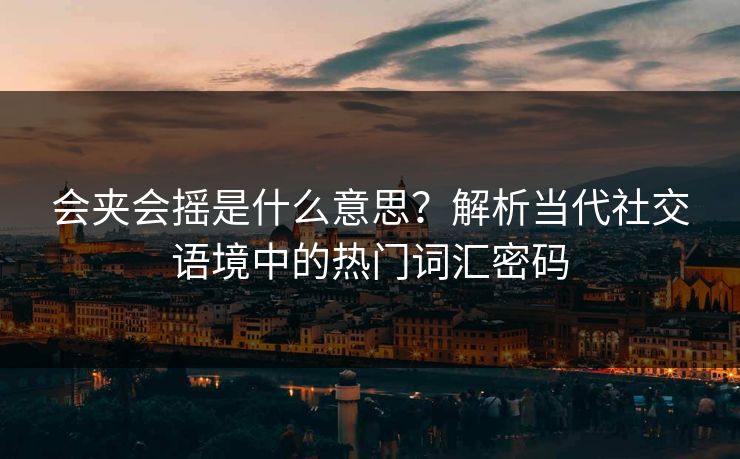 会夹会摇是什么意思？解析当代社交语境中的热门词汇密码