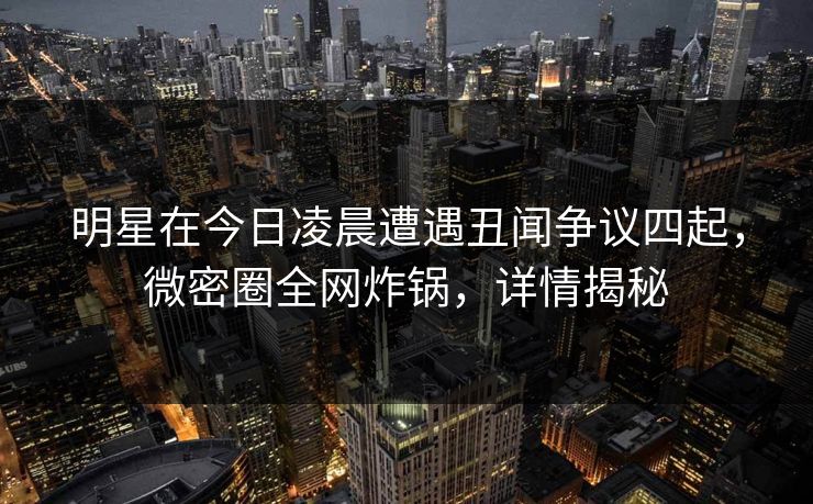 明星在今日凌晨遭遇丑闻争议四起,微密圈全网炸锅,详情揭秘